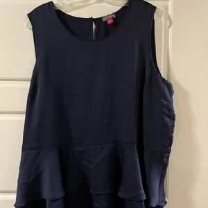 Vince Camuto navy XL peplum blouse